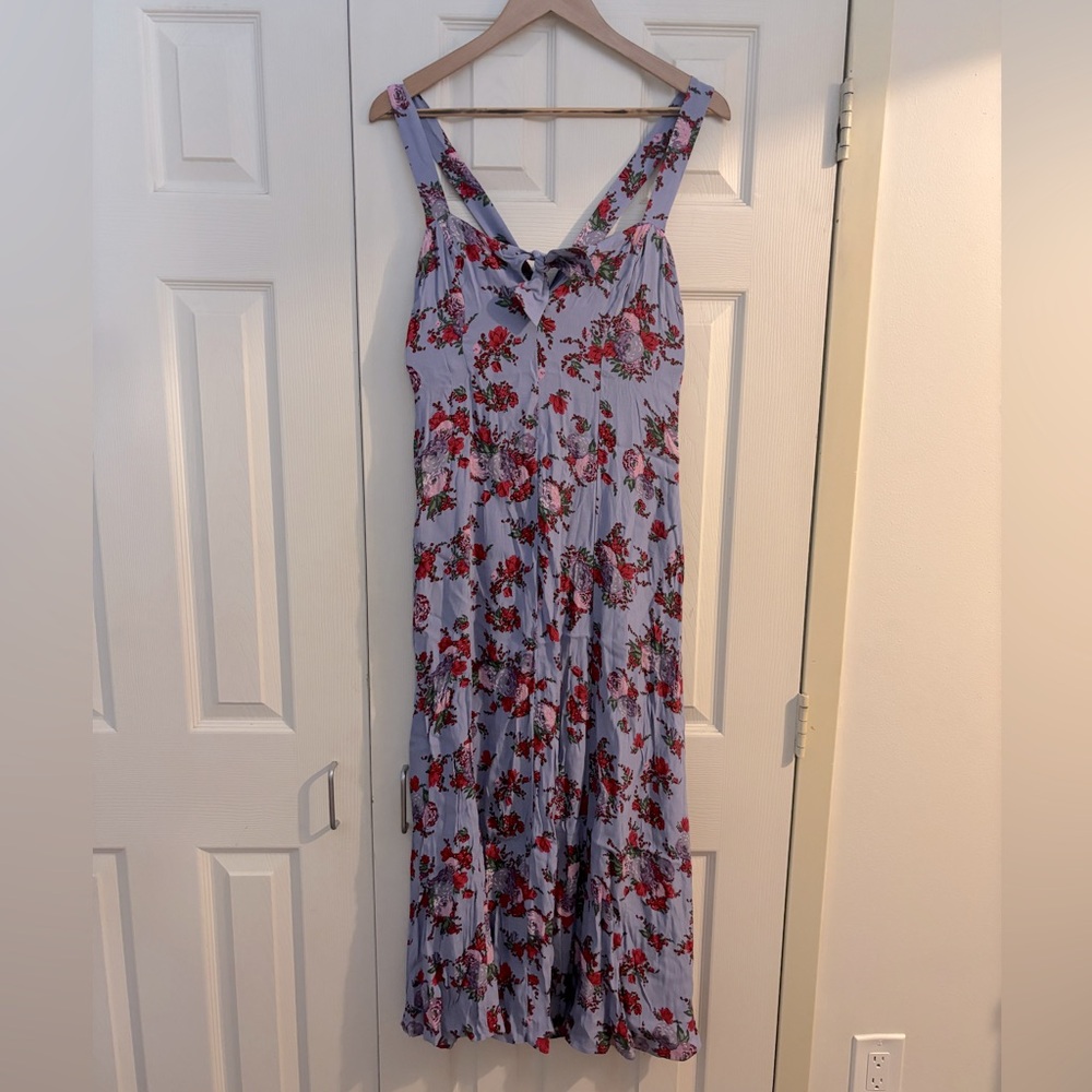 & Other Stories Purple floral calf-length party dress.  Size 10 US; 40 EUR.